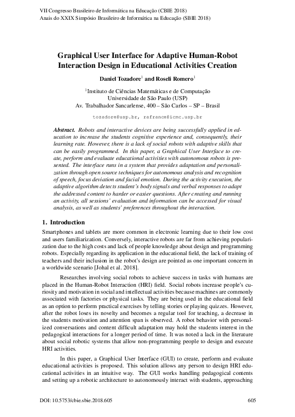 (PDF) Graphical User Interface for Adaptive Human-Robot Interaction ...