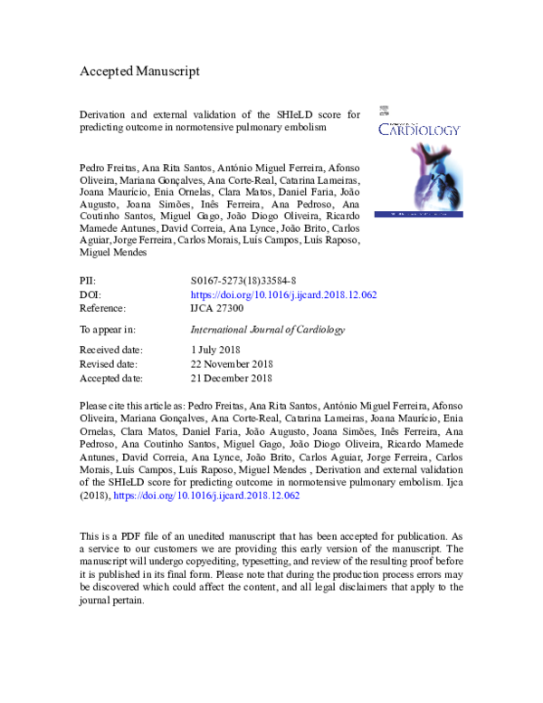 (PDF) Derivation and external validation of the SHIeLD score for ...
