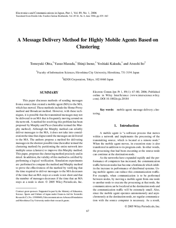 (PDF) A message delivery method for highly mobile agents based on ...