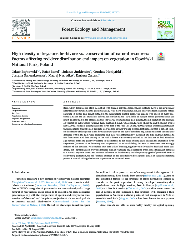 (PDF) High density of keystone herbivore vs. conservation of natural ...