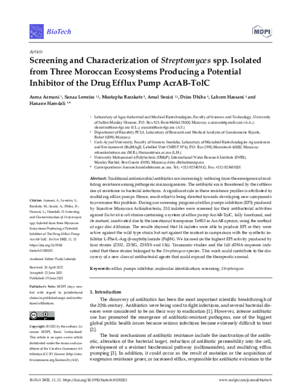 (PDF) Screening and Characterization of Streptomyces spp. Isolated from ...