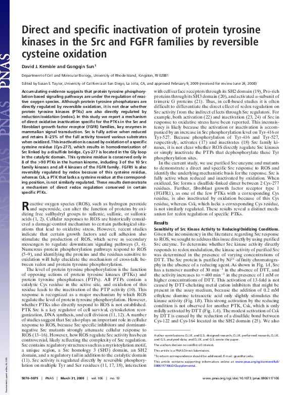 (PDF) Direct and specific inactivation of protein tyrosine kinases in ...