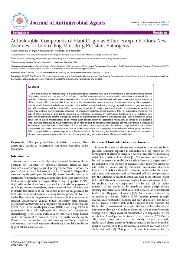 (PDF) Antimicrobial Compounds of Plant Origin as Efflux Pump Inhibitors ...