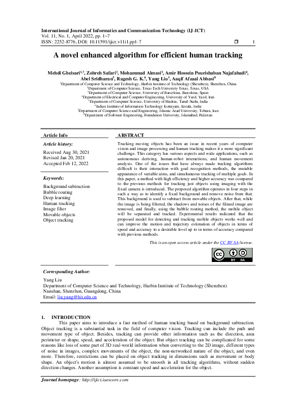(PDF) A novel enhanced algorithm for efficient human tracking