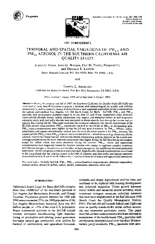 (PDF) Temporal and spatial variations of PM2.5 and PM10 aerosol in the ...