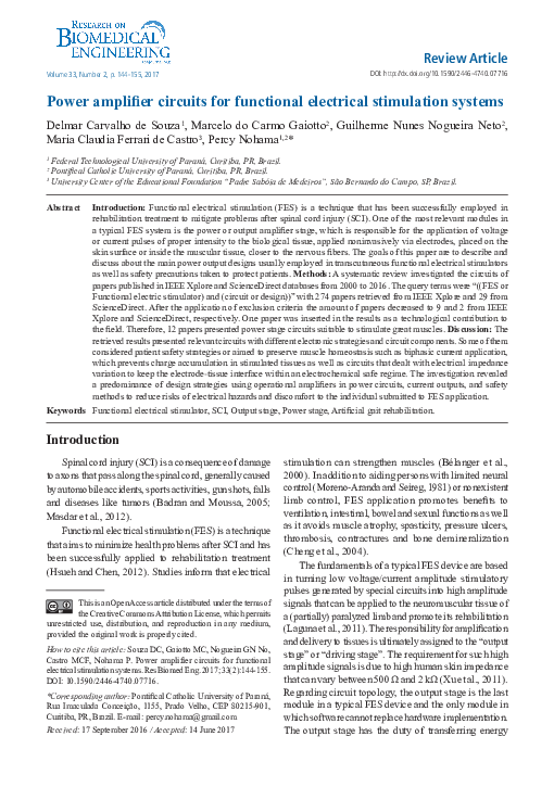 (PDF) Power amplifier circuits for functional electrical stimulation