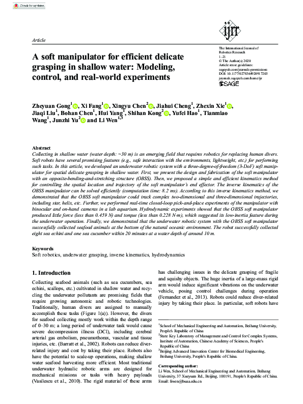 (PDF) A soft manipulator for efficient delicate grasping in shallow ...