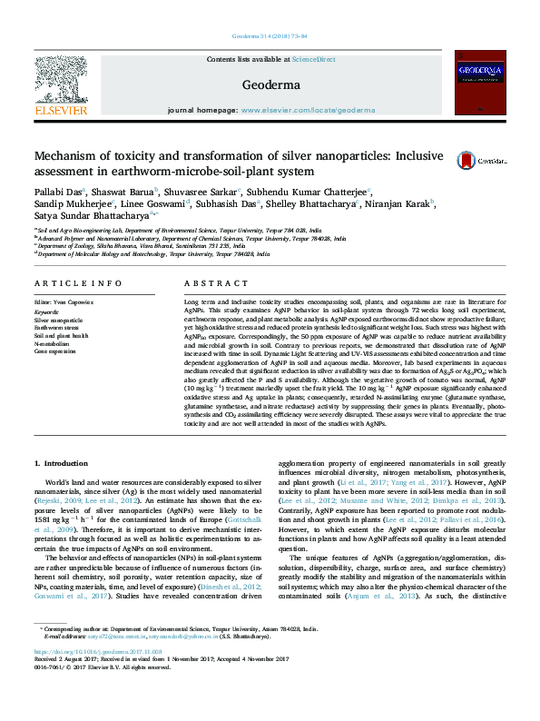 (PDF) Mechanism of toxicity and transformation of silver nanoparticles ...
