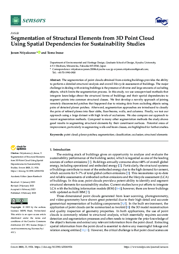 (PDF) Segmentation of Structural Elements from 3D Point Cloud Using ...