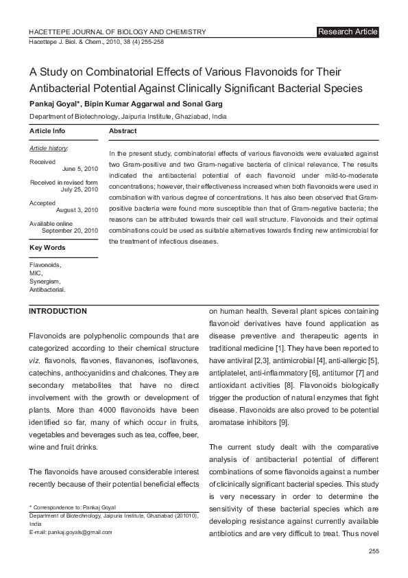 (PDF) A Study on Combinatorial Effects of Various Flavonoids for Their ...