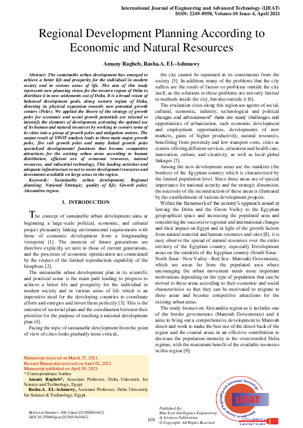 (PDF) Regional Development Planning According to Economic and Natural ...