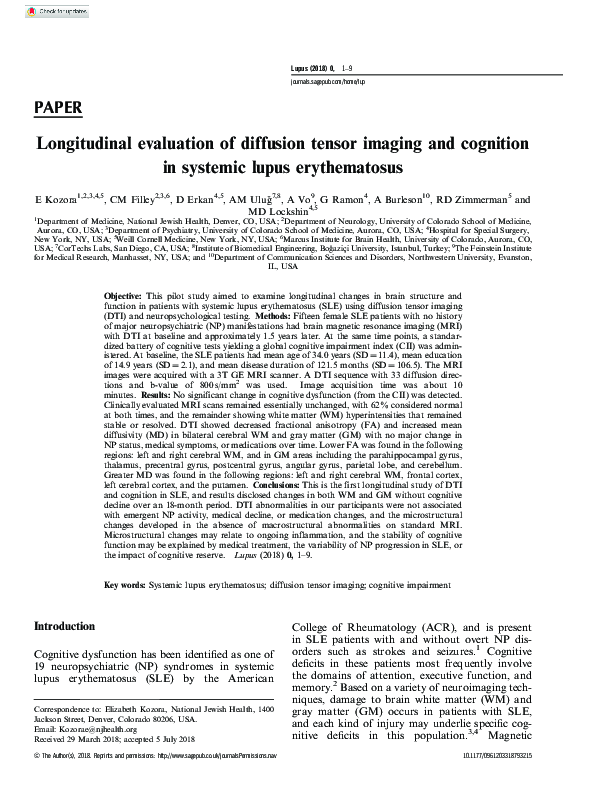 (PDF) Longitudinal evaluation of diffusion tensor imaging and cognition ...