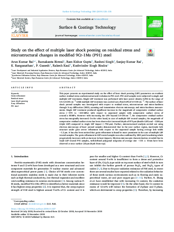 (PDF) Study on the effect of multiple laser shock peening on residual ...