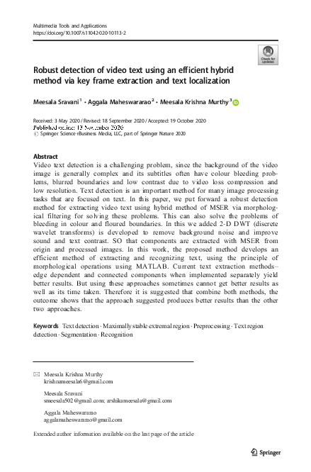 (PDF) Robust detection of video text using an efficient hybrid method ...