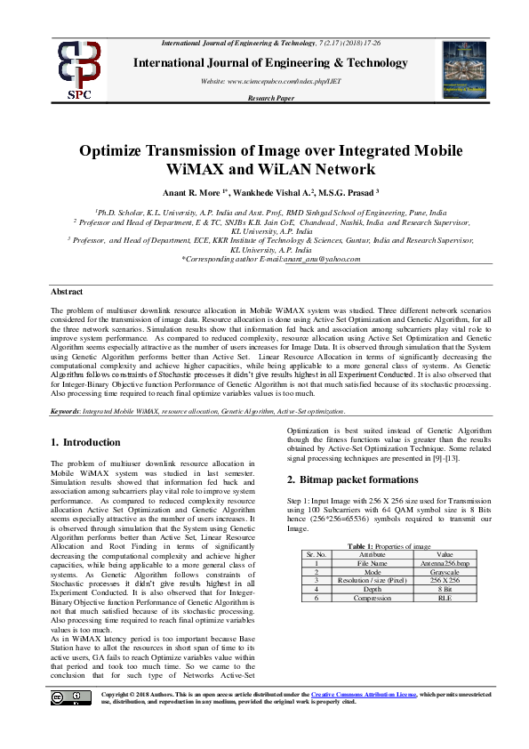 (PDF) Optimize Transmission of Image over Integrated Mobile WiMAX and ...
