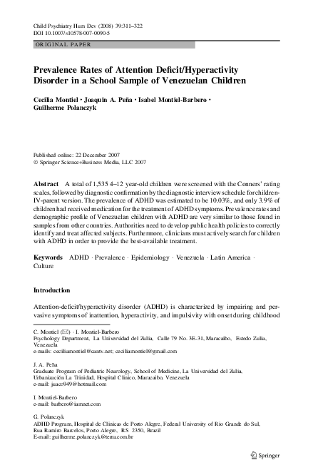 (PDF) Prevalence Rates of Attention Deficit/Hyperactivity Disorder in a ...