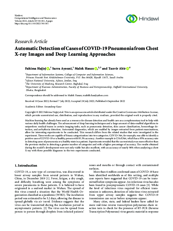 (PDF) Automatic Detection of Cases of COVID-19 Pneumonia from Chest X ...