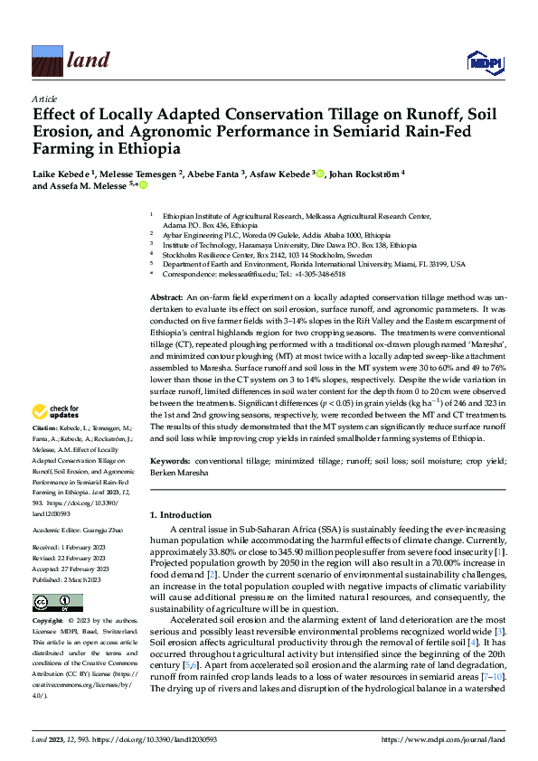 (PDF) Effect of Locally Adapted Conservation Tillage on Runoff, Soil ...