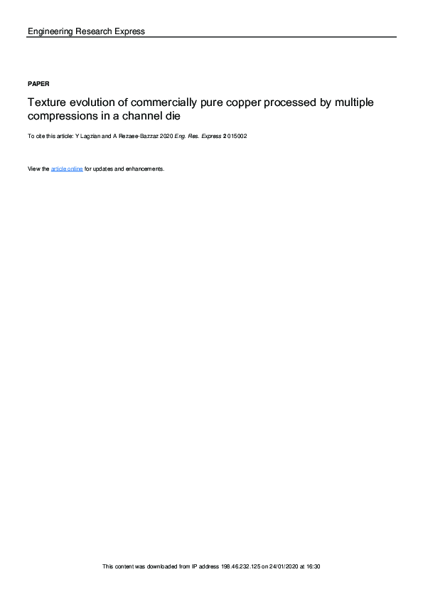 (PDF) Texture evolution of commercially pure copper processed by ...
