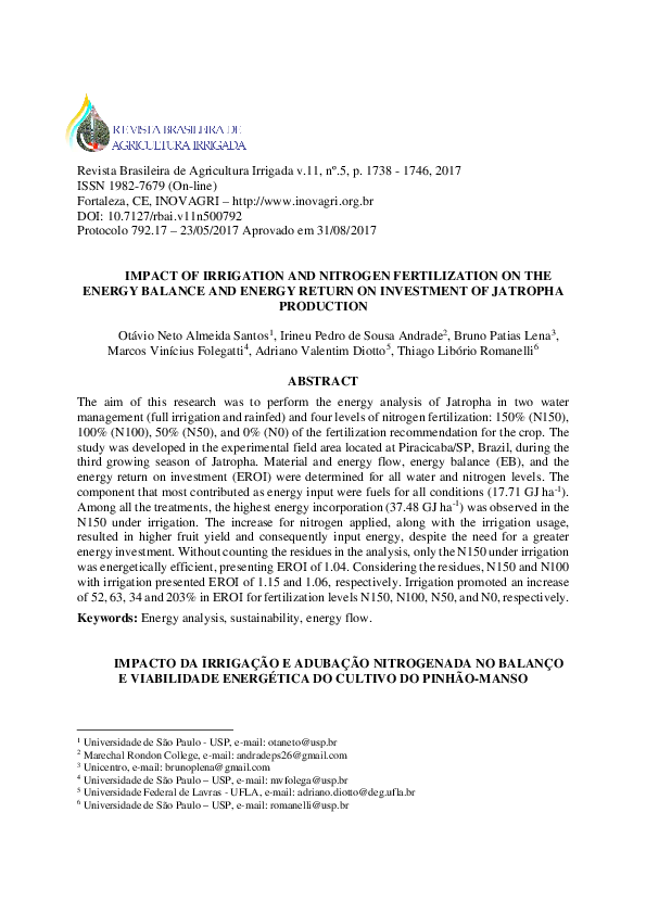 (PDF) Impact of irrigation and nitrogen fertilization on morphological ...