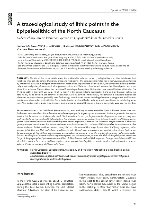 (PDF) A traceological study of lithic points in the Epipaleolithic of ...
