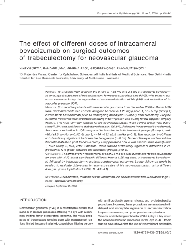 (PDF) The Effect of Different Doses of Intracameral Bevacizumab on ...