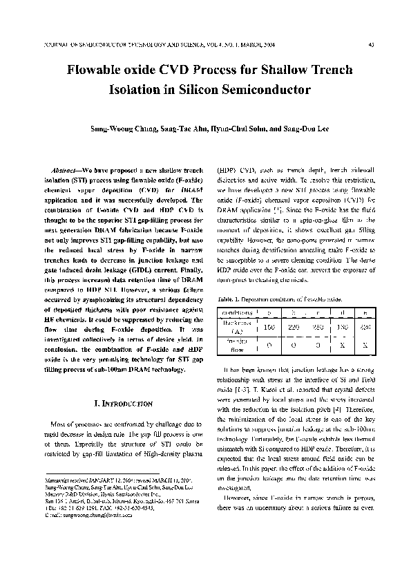 (PDF) Flowable oxide CVD Process for Shallow Trench Isolation in ...