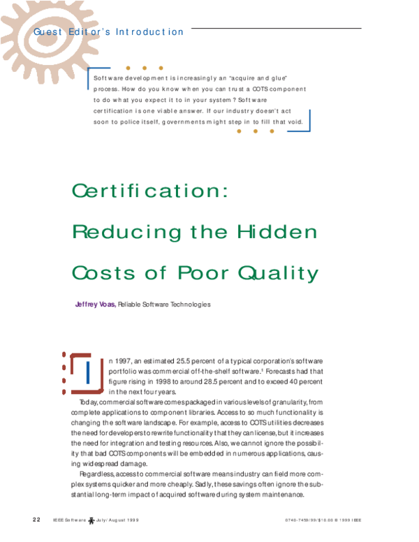(PDF) Certification: reducing the hidden costs of poor quality