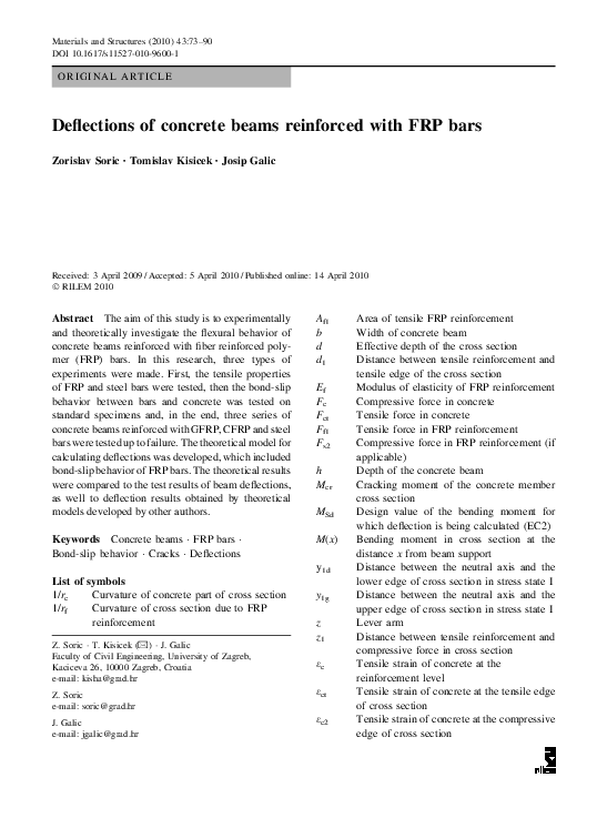 (PDF) Deflections of concrete beams reinforced with FRP bars