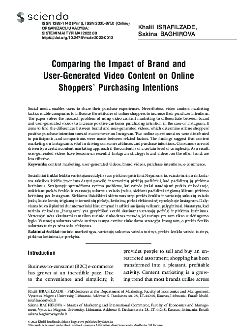 (PDF) Comparing the Impact of Brand and User-Generated Video Content on ...