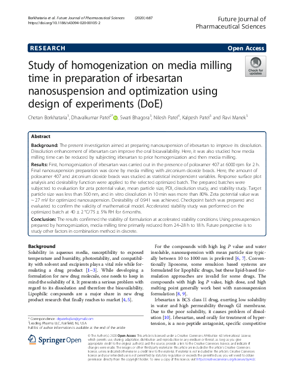 (PDF) Study of homogenization on media milling time in preparation of ...