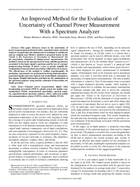 (PDF) An Improved Method for the Evaluation of Uncertainty of Channel ...