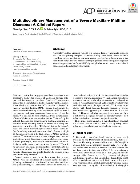 (PDF) Multidisciplinary Management of a Severe Maxillary Midline ...