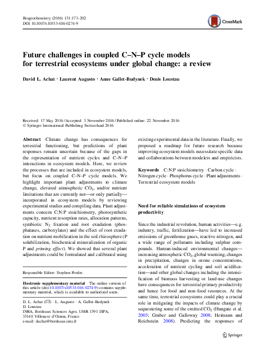 (PDF) Future challenges in coupled C–N–P cycle models for terrestrial ...