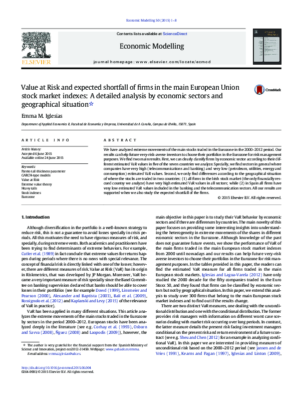 (PDF) Value at Risk and expected shortfall of firms in the main ...