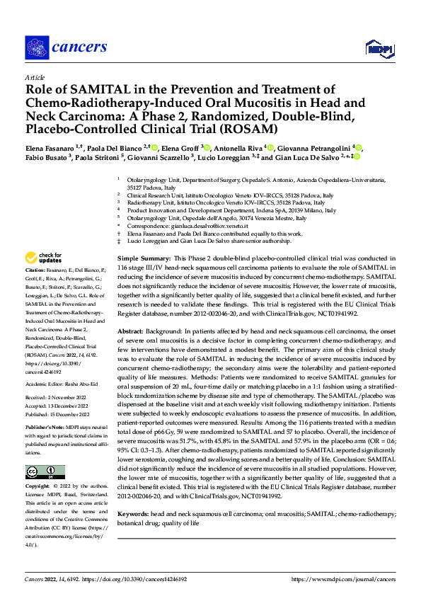 (PDF) Role of SAMITAL in the Prevention and Treatment of Chemo ...
