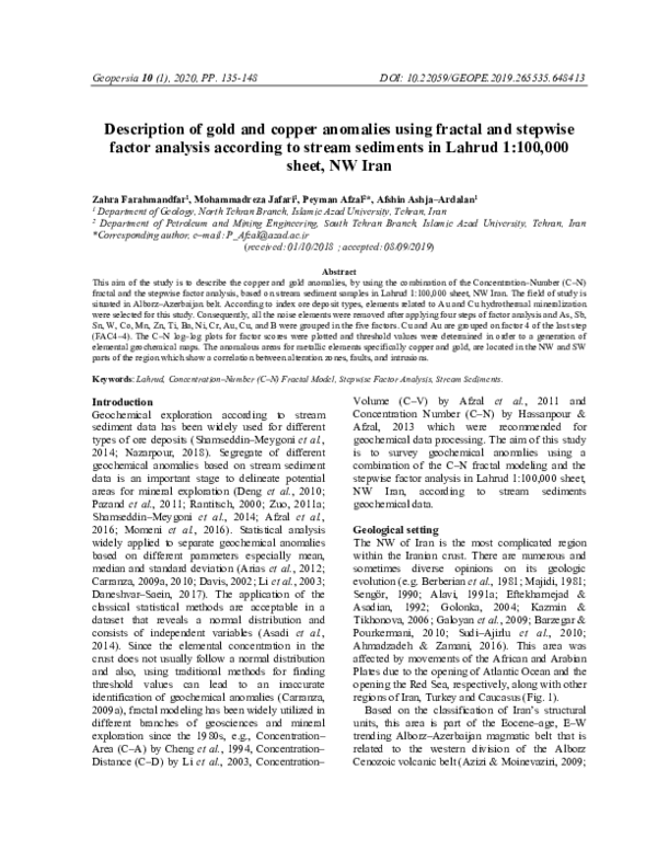 (PDF) Delineation of geochemical anomalies using factor analysis and ...