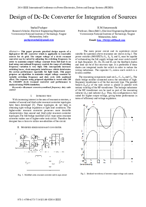 (PDF) Design of Dc-Dc converter for integration of sources