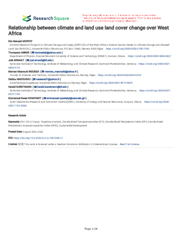 (PDF) Relationship between climate and land use land cover change over ...