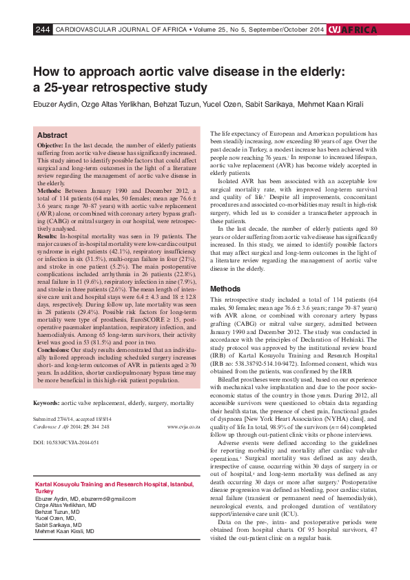 (PDF) How to approach aortic valve disease in the elderly : a 25-year ...