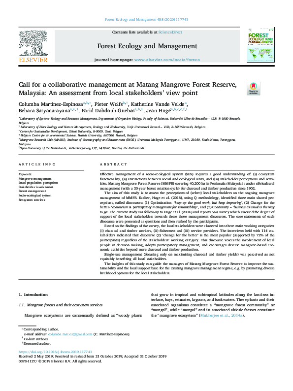 (PDF) Call for a collaborative management at Matang Mangrove Forest ...