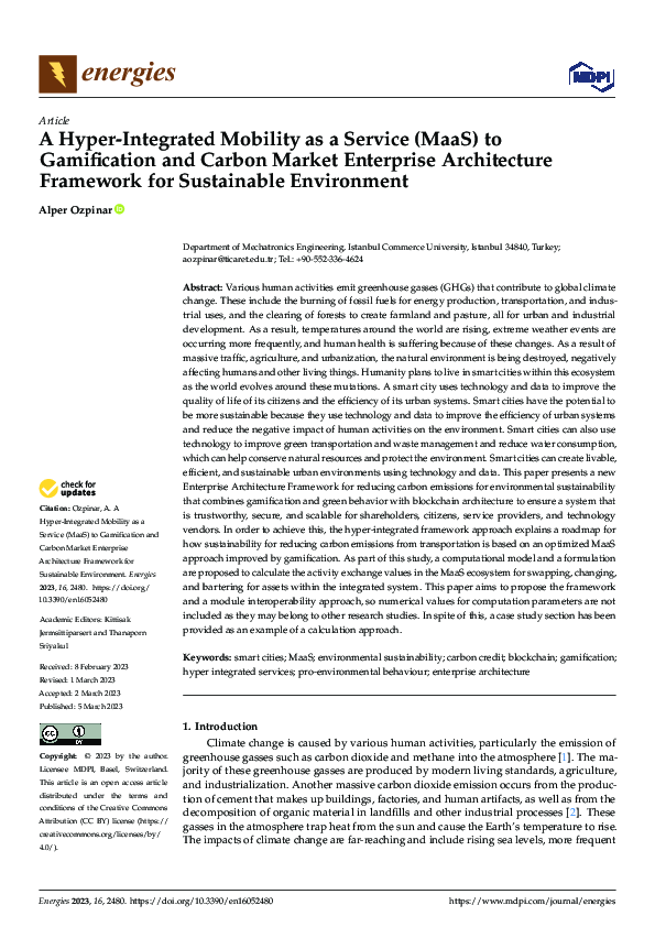 (PDF) A Hyper-Integrated Mobility as a Service (MaaS) to Gamification ...