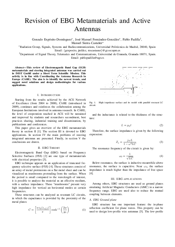 (PDF) Revision of EBG metamaterials and active antennas