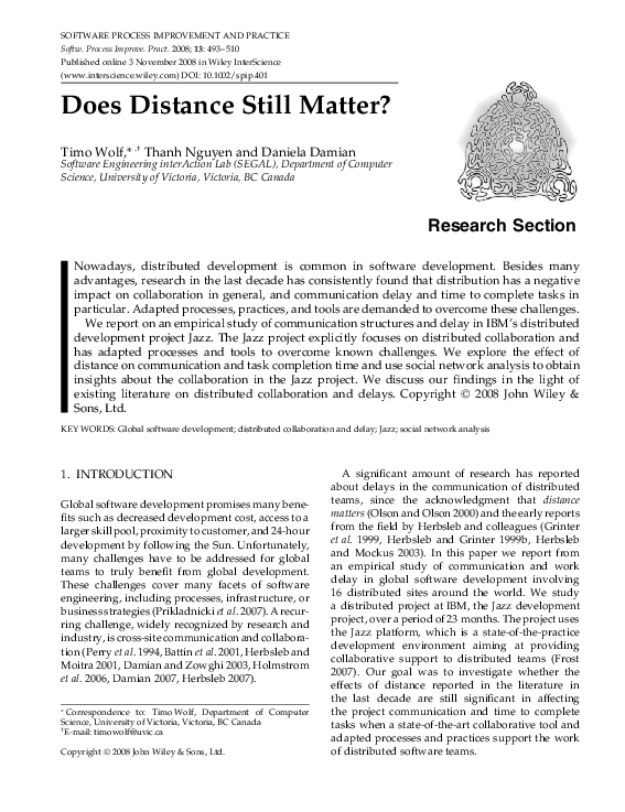 (PDF) Does distance still matter?