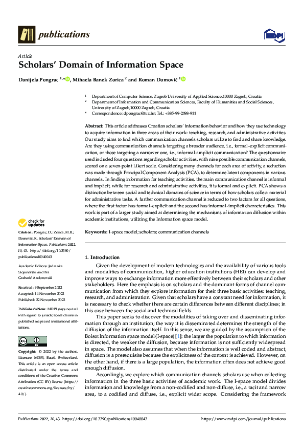 (PDF) Scholars’ Domain of Information Space