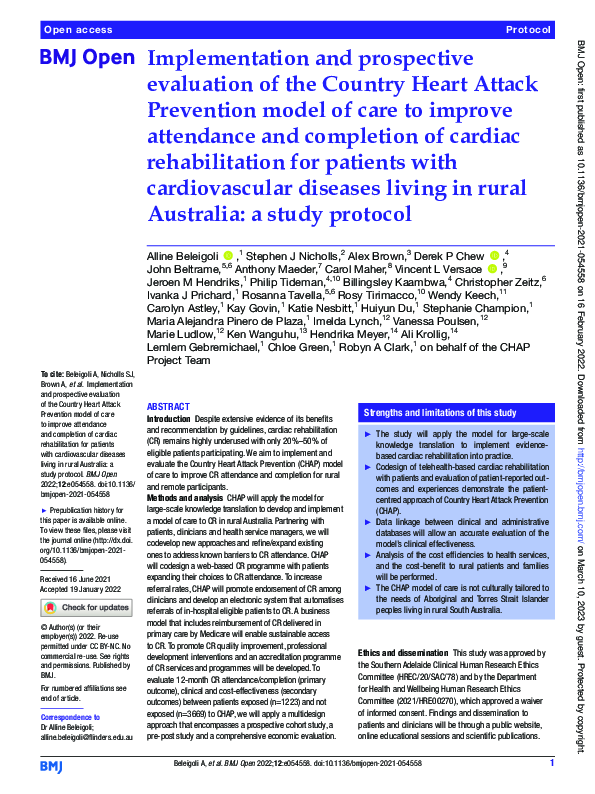(PDF) Implementation and prospective evaluation of the Country Heart ...