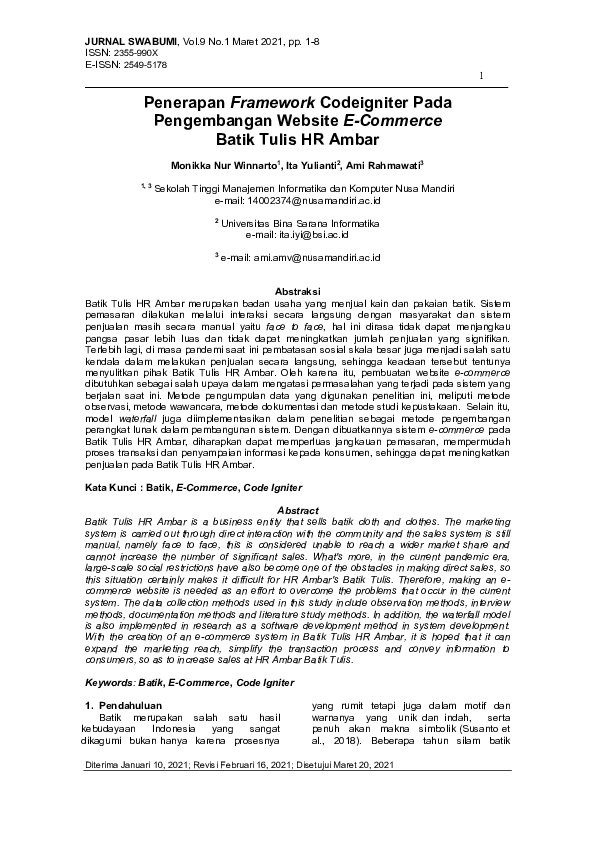 (PDF) Penerapan Framework Codeigniter Pada Pengembangan Website E ...