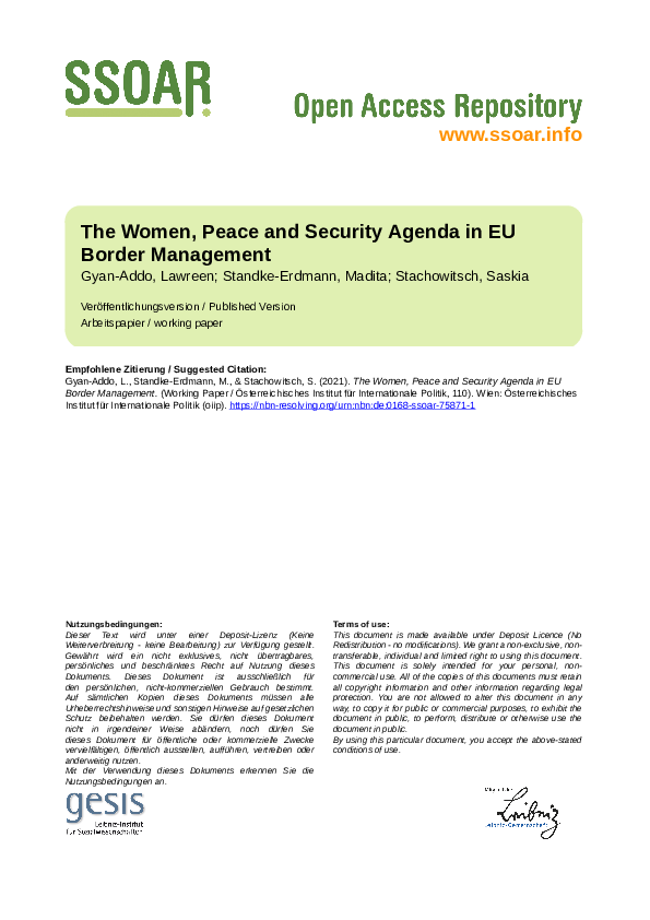 (PDF) The Women, Peace and Security Agenda in EU Border Management