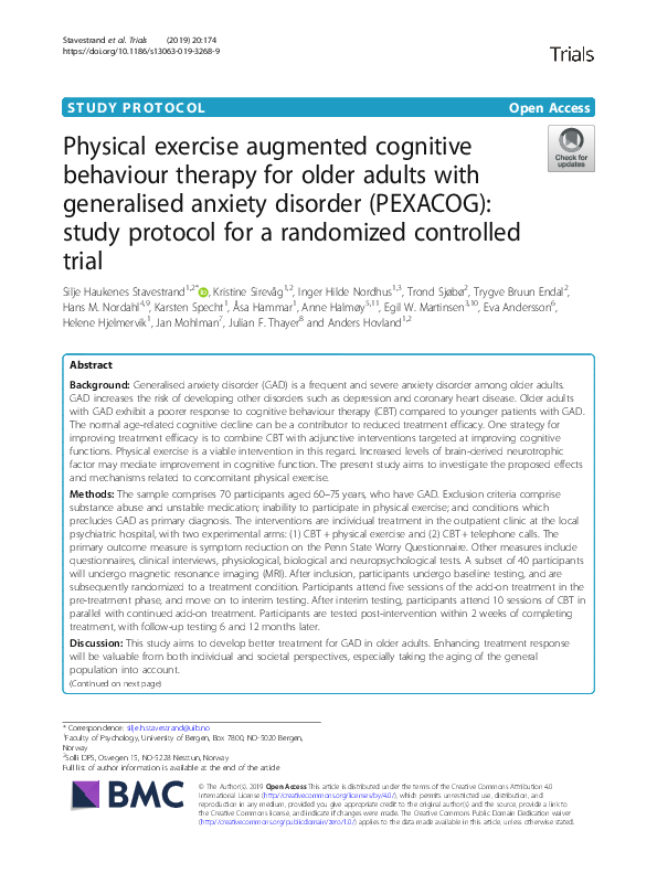 (PDF) Physical exercise augmented cognitive behaviour therapy for older ...