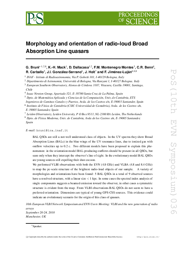 (PDF) Morphology and orientation of radio-loud Broad Absorption Line ...
